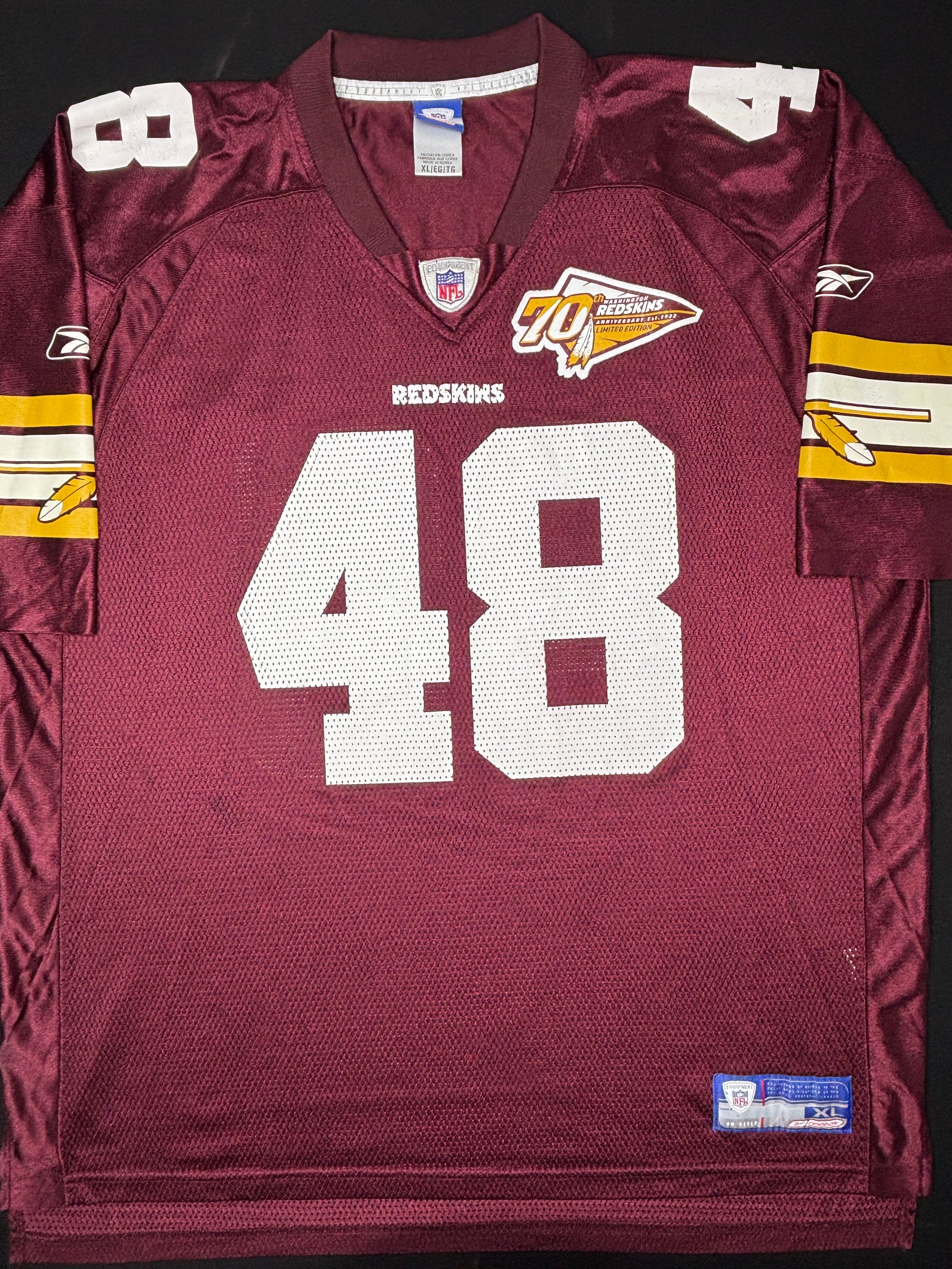 Washington Redskins Stephen Davis 70th Anniversary Reebok Football Jersey Size: XL