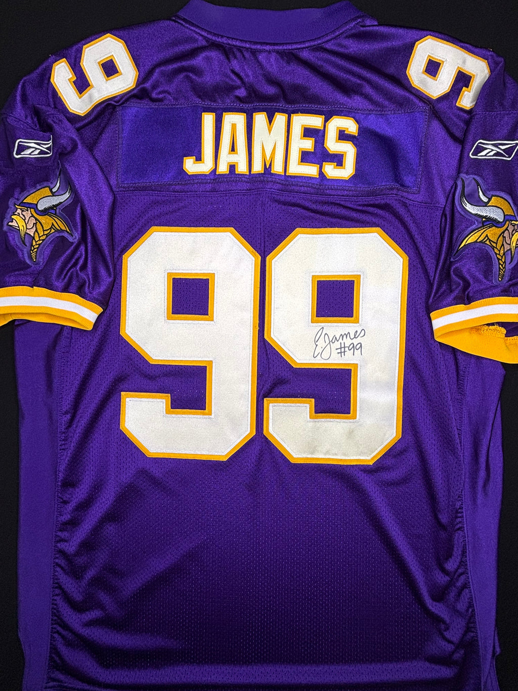 Minnesota Vikings Erasmus James Autographed Authentic Reebok Football Jersey Size: 52
