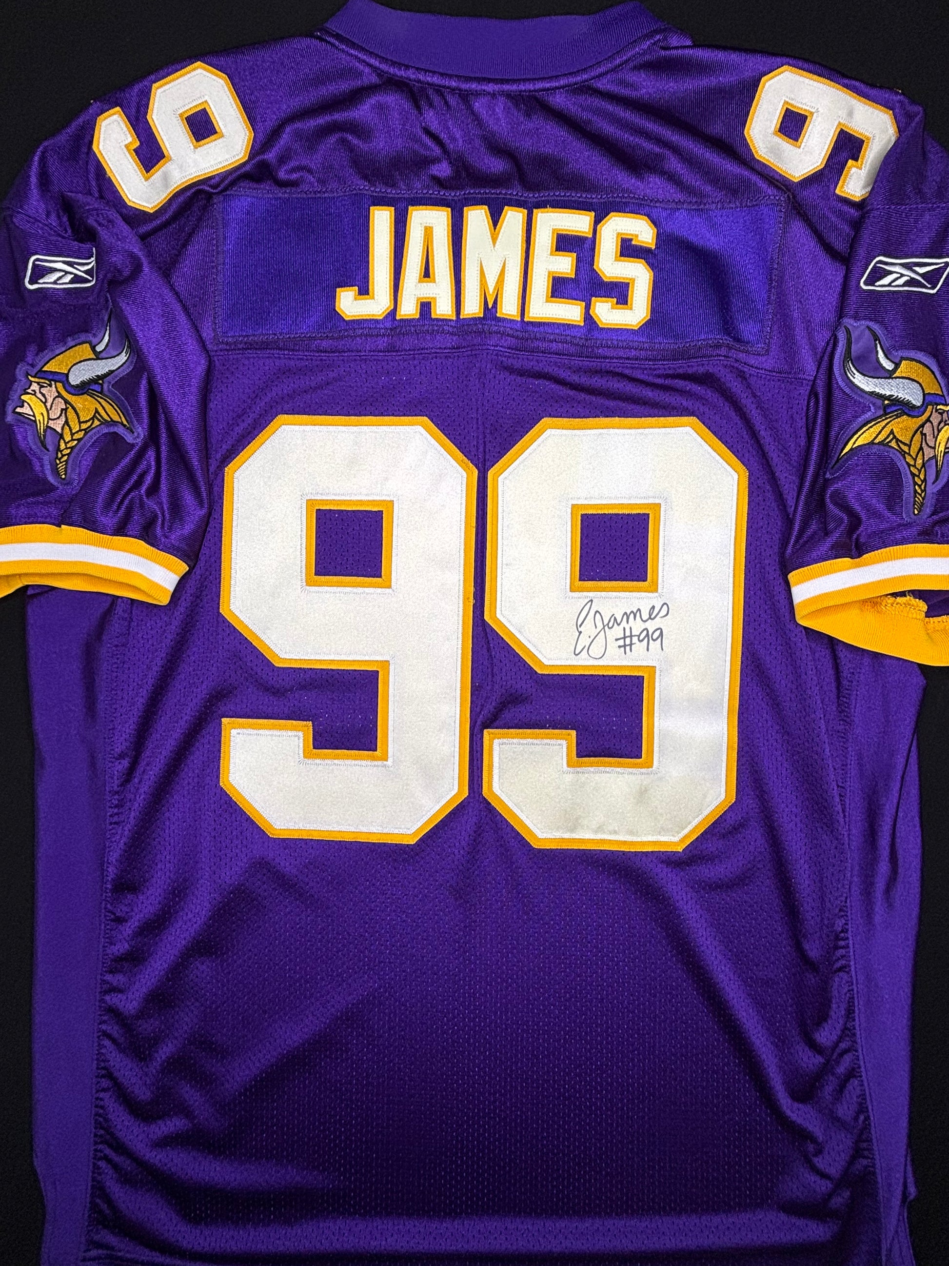 Minnesota Vikings Erasmus James Autographed Authentic Reebok Football Jersey Size: 52