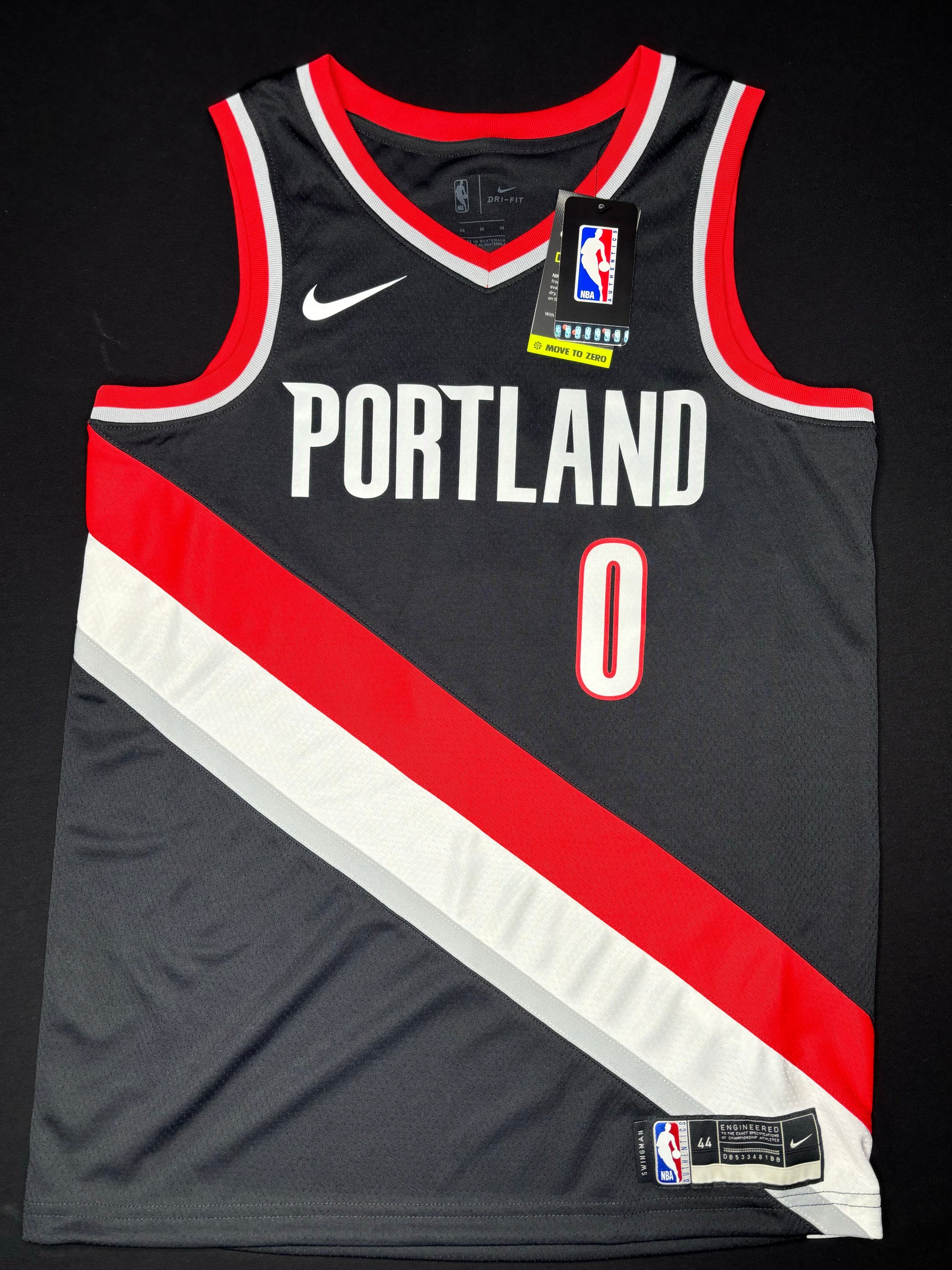 NWT Portland Trail Blazers Damian Lillard Nike Swingman Basketball Jersey Size: 44