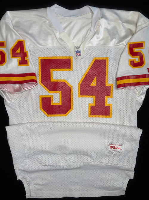 1991 Kansas City Chiefs Tracy Simien Game Worn Autographed Wilson Football Jersey Size: 46